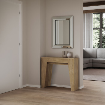 Mesa de consola estreita - Mesa de consola extensível 90x25/181 cm, freixo branco estreito