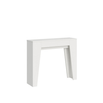 Mesa de consola estreita - Mesa de consola extensível 90x25/181 cm, freixo branco estreito