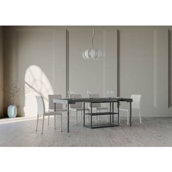 Mesa de consola Plano com estrutura em antracite - Mesa de consola extensível 90x40/196 cm Plano Small White Ash com estrutura em antracite