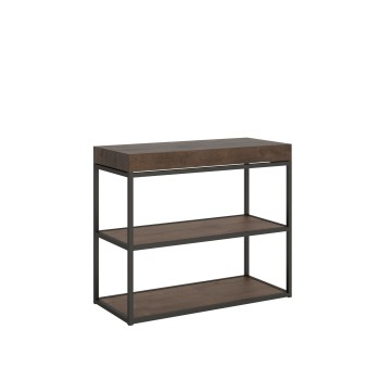 Mesa de consola Plano com estrutura em antracite - Mesa de consola extensível 90x40/196 cm Plano Small White Ash com estrutura em antracite