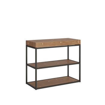 Mesa de consola Plano com estrutura em antracite - Mesa de consola extensível 90x40/196 cm Plano Small White Ash com estrutura em antracite