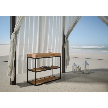 Mesa de consola Plano com estrutura em antracite - Mesa de consola extensível 90x40/196 cm Plano Small White Ash com estrutura em antracite