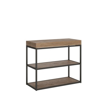 Mesa de consola Plano com estrutura em antracite - Mesa de consola extensível 90x40/196 cm Plano Small White Ash com estrutura em antracite