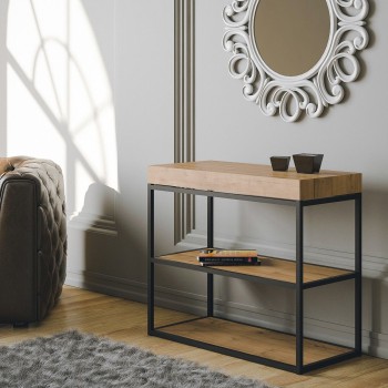 Mesa de consola Plano com estrutura em antracite - Mesa de consola extensível 90x40/196 cm Plano Small White Ash com estrutura em antracite
