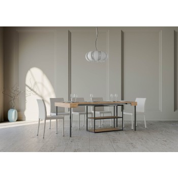 Mesa de consola Plano com estrutura em antracite - Mesa de consola extensível 90x40/196 cm Plano Small White Ash com estrutura em antracite