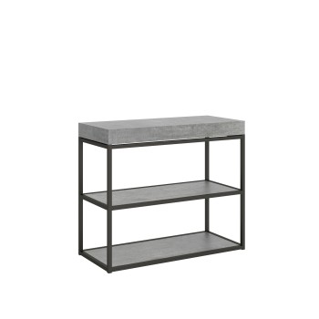 Mesa de consola Plano com estrutura em antracite - Mesa de consola extensível 90x40/196 cm Plano Small White Ash com estrutura em antracite