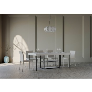 Mesa de consola Plano com estrutura em antracite - Mesa de consola extensível 90x40/196 cm Plano Small Premium em carvalho natural com estrutura em antracite