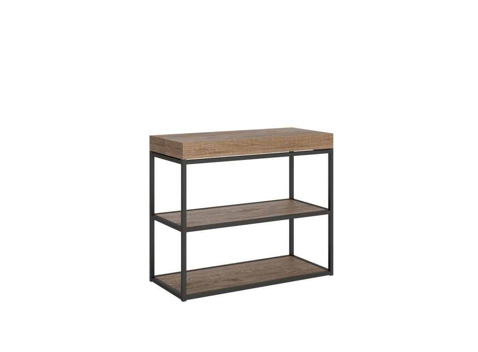 Mesa de consola Plano com estrutura em antracite - Mesa de consola extensível 90x40/196 cm Plano Small Premium em carvalho natural com estrutura em antracite