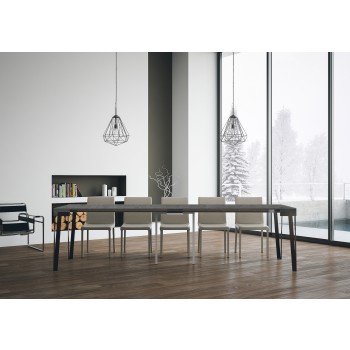 Mesa de consola Rio com estrutura em antracite - 90x40/300 cm. Mesa de consola extensível Rio em carvalho natural com estrutura em antracite.