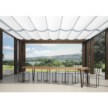 Mesa de consola Rio com estrutura em tom ferrugem - 90x40/300 cm. Mesa de consola extensível Rio Premium com estrutura em carvalho natural e tom ferrugem.