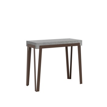Mesa de consola Rio com estrutura em tom ferrugem - 90x40/300 cm. Mesa de consola extensível Rio Premium com estrutura em carvalho natural e tom ferrugem.