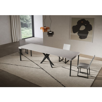 Mesa de consola Saki com pés em antracite - Mesa de consola extensível Saki em cashmere, 90x40/300 cm, com pés em antracite.