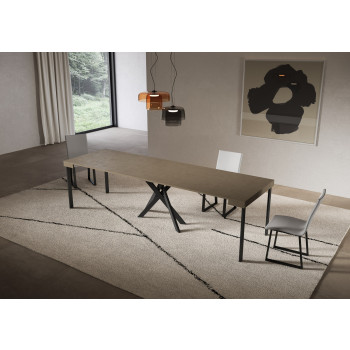 Mesa de consola Saki com pés em antracite - Mesa de consola extensível Saki em cashmere, 90x40/300 cm, com pés em antracite.