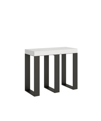Mesa de consola Sintesi com estrutura em antracite - Mesa de consola extensível 90x40/196 cm Sintesi Pequena em Freixo Branco com estrutura em antracite