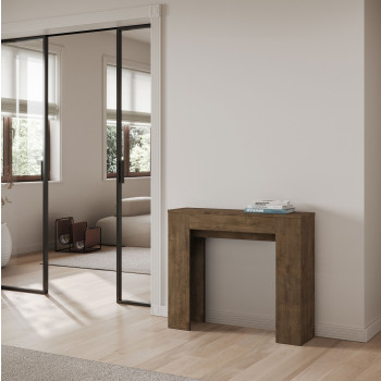 Mesa de console elegante - Mesa de console extensível 90x25/181 cm, modelo Slick, cor branca acinzentada