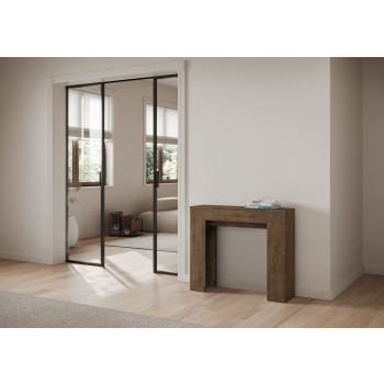 Mesa de console elegante - Mesa de console extensível 90x25/181 cm, modelo Slick, cor branca acinzentada