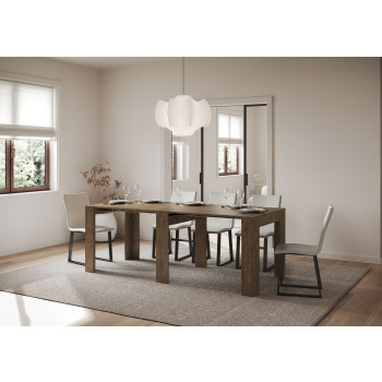 Mesa de console elegante - Mesa de console extensível 90x25/181 cm, modelo Slick, cor branca acinzentada