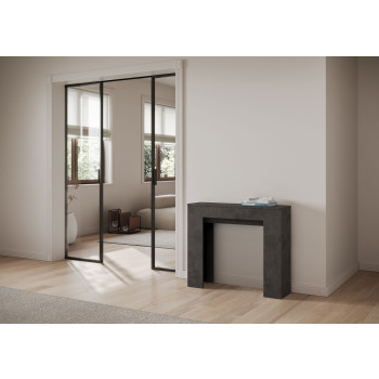 Mesa de console elegante - Mesa de console extensível 90x25/181 cm, modelo Slick, cor branca acinzentada