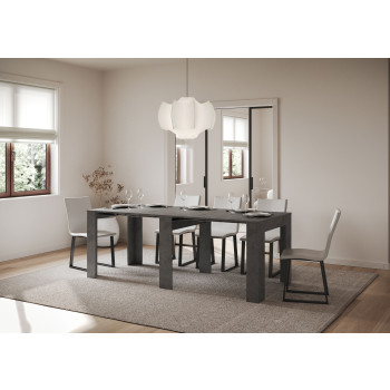 Mesa de console elegante - Mesa de console extensível 90x25/181 cm, modelo Slick, cor branca acinzentada
