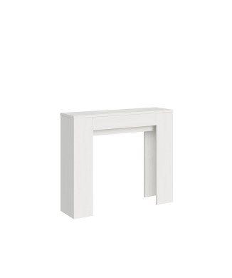 Mesa de console elegante - Mesa de console extensível 90x25/181 cm, modelo Slick, cor branca acinzentada