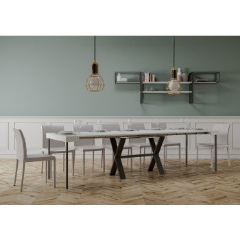 Mesa de consola Xenia com estrutura em antracite - Mesa de consola extensível 90x40/300 cm Xenia em freixo branco com estrutura em antracite