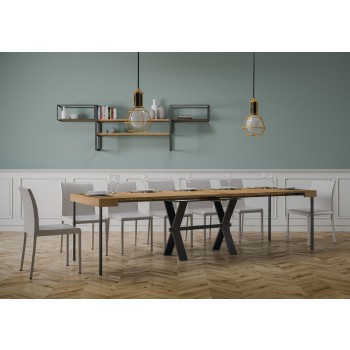 Mesa de consola Xenia com estrutura em antracite - Mesa de consola extensível 90x40/300 cm Xenia em freixo branco com estrutura em antracite
