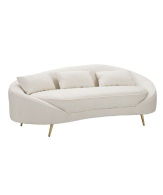 Sofá Oslo de 3 lugares com almofadas creme