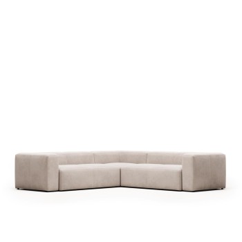 Sofá de canto Blok de 4 lugares bege, 290 x 290 cm
