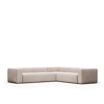 Sofá de canto Blok de 5 lugares bege 320 x 290 cm /