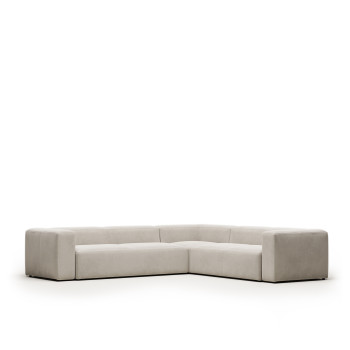 Sofá de canto Blok de 5 lugares em chenille rosa, 320 x 290 cm / 290 x 320 cm, FSC Mix Credit
