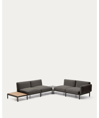 Sofá de canto modular para exterior Sorells com 4 lugares e estofamento.