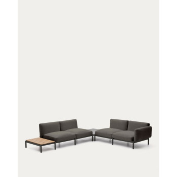 Sofá de canto modular para exterior Sorells com 4 lugares e estofamento.