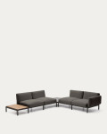 Sofá de canto modular para exterior Sorells com 4 lugares e estofamento.