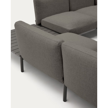 Sofá de canto modular para exterior Sorells com 4 lugares e estofamento.