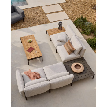 Sofá de canto modular para exterior Sorells com 4 lugares e estofamento.