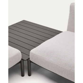 Sofá de canto modular para exterior Sorells com 4 lugares e estofamento.