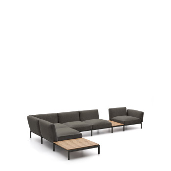 Sofá de canto modular para exterior Sorells com 5 lugares e estofamento.