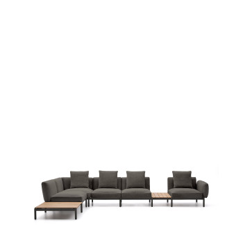 Sofá de canto modular para exterior Sorells com 5 lugares e estofamento.