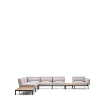 Sofá de canto modular para exterior Sorells com 5 lugares e estofamento.