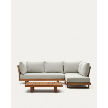 Sofá de canto modular para exterior Sorells com 5 lugares e estofamento.