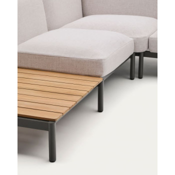 Sofá de canto modular para exterior Sorells com 5 lugares e estofamento.
