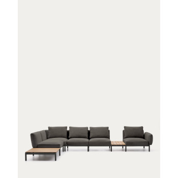 Sofá de canto modular para exterior Sorells com 5 lugares e estofamento.