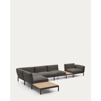 Sofá de canto modular para exterior Sorells com 5 lugares e estofamento.