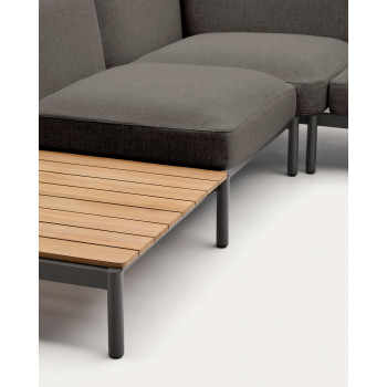Sofá de canto modular para exterior Sorells com 5 lugares e estofamento.
