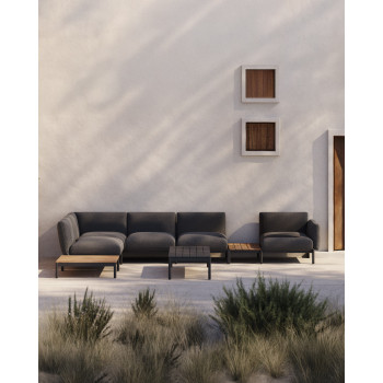 Sofá de canto modular para exterior Sorells com 5 lugares e estofamento.