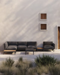 Sofá de canto modular para exterior Sorells com 5 lugares e estofamento.