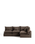 Sofá de canto modular Anarela de 4 lugares com capa removível em linho.
