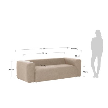Sofá Blok 2 lugares bege 210 cm