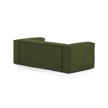 Sofá Blok de 2 lugares com chaise longue à direita em veludo cotelê grosso.