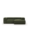 Sofá Blok de 2 lugares com chaise longue à direita em veludo cotelê grosso.